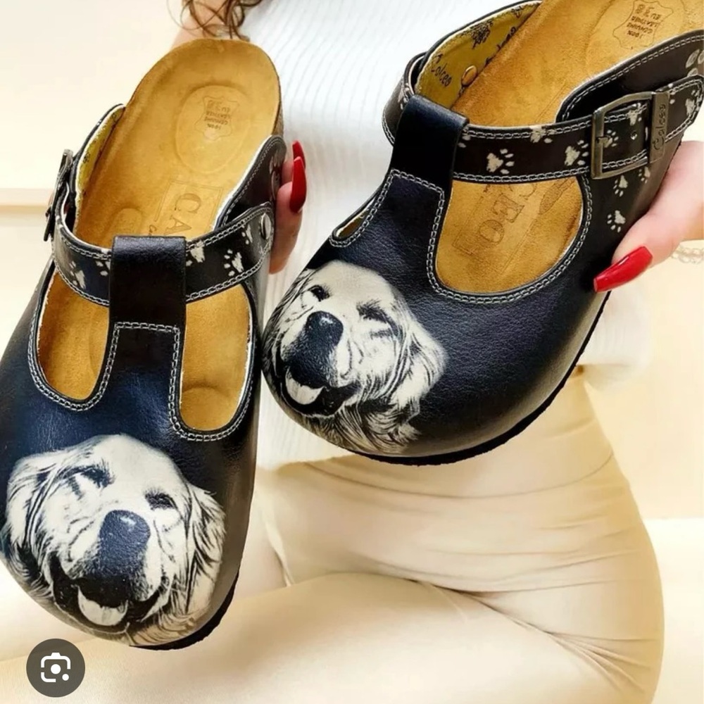 Black Golden Retriever T-Strap
Clogs - CAL1510 size 39
